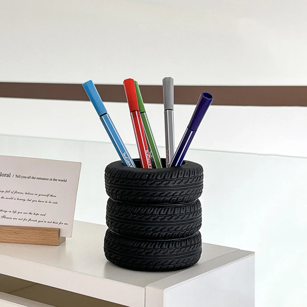 Tire shaped office supplies desktop multifunctional storage pen holder makeup brush holder decoration ornaments