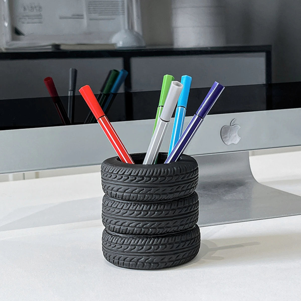 Tire shaped office supplies desktop multifunctional storage pen holder makeup brush holder decoration ornaments