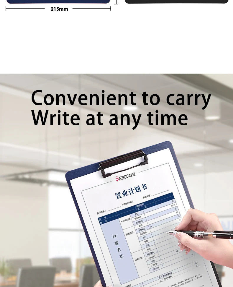 A4 File Folder Clipboard Writing Pad Memo Clip Board Clips Test Paper Storage Organizer School Supplies Office Stationary