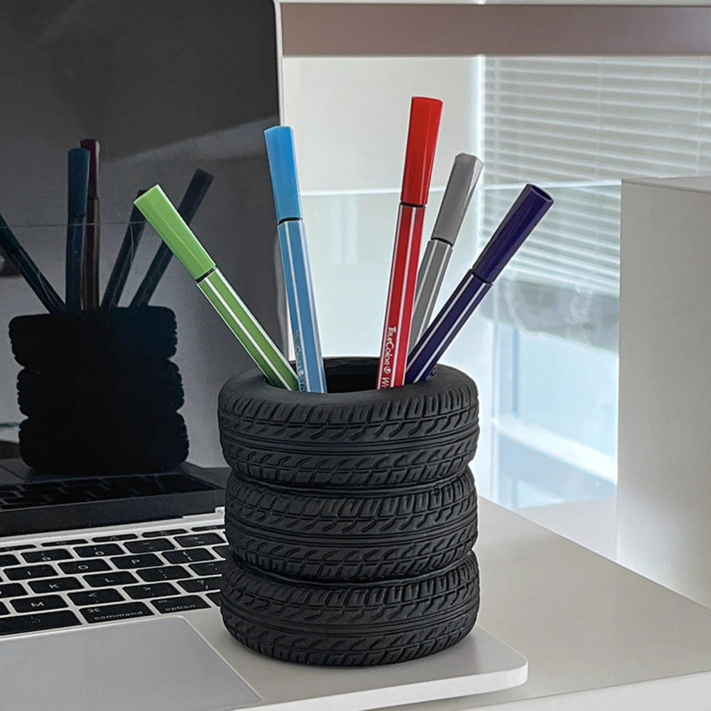 Tire shaped office supplies desktop multifunctional storage pen holder makeup brush holder decoration ornaments