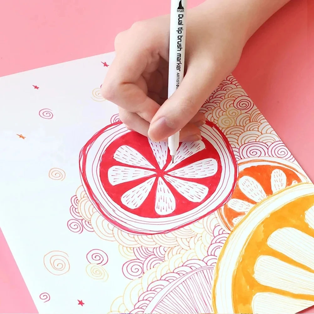 AngelMark Professional Double Head Watercolor Brush Pen Art Markers Drawing Sketch Manga Soft Brush 48/60/72/80/100/120 Colors