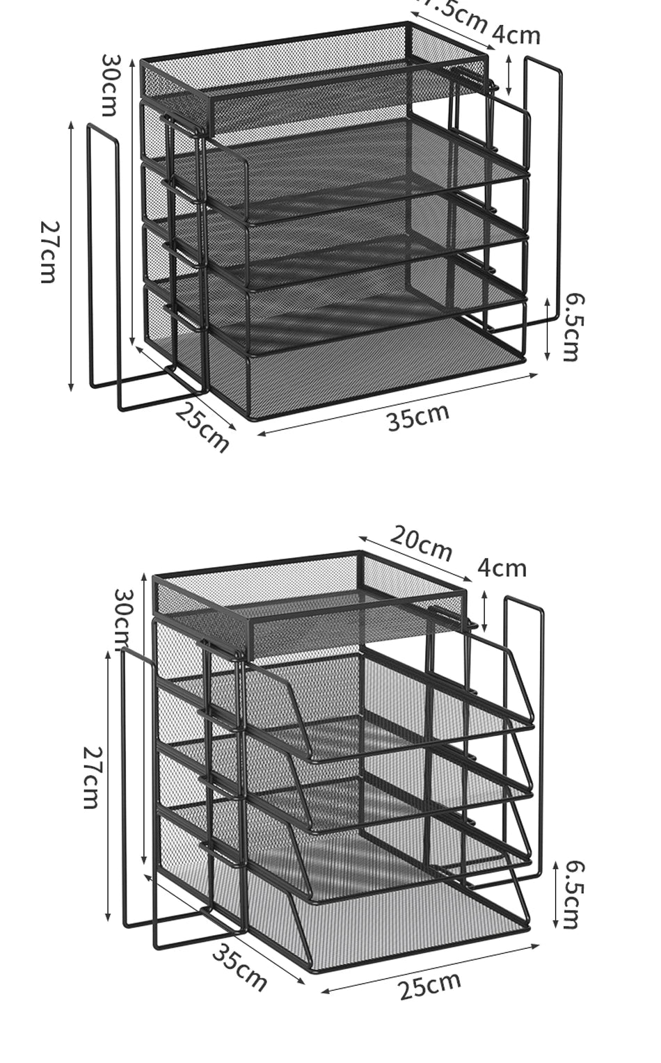 Desk storage and accessories, 4-tier paper trust tray storage box with file holder, desk storage office supplies, desk storge