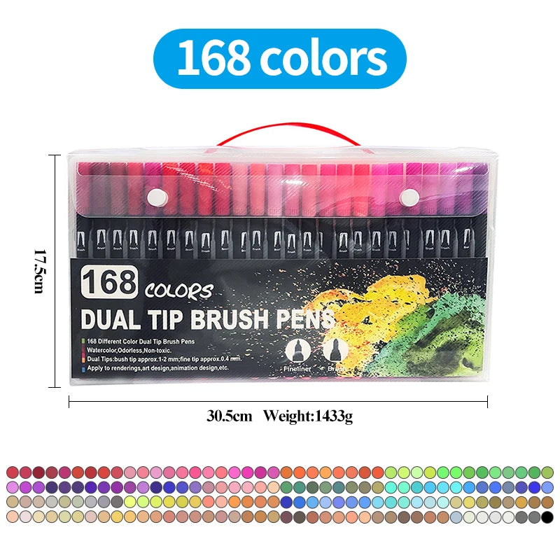 AngelMark Professional Double Head Watercolor Brush Pen Art Markers Drawing Sketch Manga Soft Brush 48/60/72/80/100/120 Colors